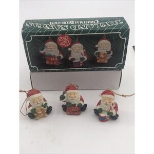 Vintage 1990s Santa's Toyland Mini‎ Christmas Tree Ornaments Set of 3 Thailand